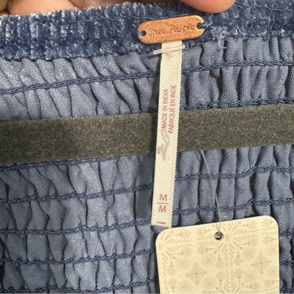 NWT Free People Ferrier mini Slate Blue Smocked dress med - Picture 4 of 8